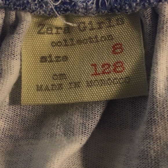 ZARA  🌼 Girls Blue & White Plaid checkered Top w/ Ruffle Layered Detail size 8 - Picture 4 of 7